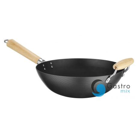 Wok z drewnianym uchwytem, ⌀324x565mm ze stali węglowej| 627907 hendi 