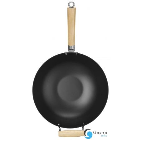 Wok z drewnianym uchwytem, ⌀324x565mm ze stali węglowej| 627907 hendi 