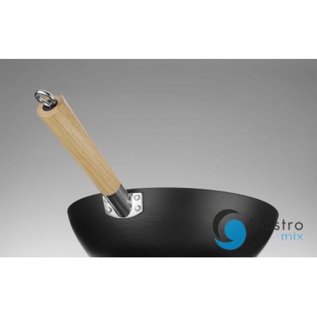 Wok z drewnianym uchwytem, ⌀324x565mm ze stali węglowej| 627907 hendi 
