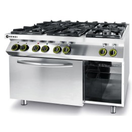 Kuchnia gazowa 6-palnikowa Kitchen Line z konwekcyjnym piekarnikiem elektrycznym GN 1/1