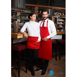  Fartuch kucharski Basic 75 x 90 cm z kieszenią i klamerką CZERWONY| BLS5 KARLOWSKY