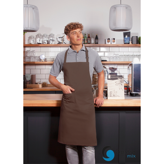 Fartuch kucharski Basic 75 x 90 cm z kieszenią i klamerką JASNY BRĄZ| BLS5 KARLOWSKY 