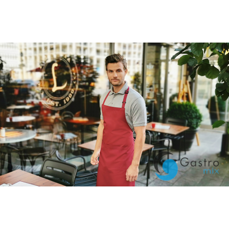 Fartuch kucharski Basic 75 x 90 cm z kieszenią i klamerką TRUSKAWKOWY| BLS5 KARLOWSKY 