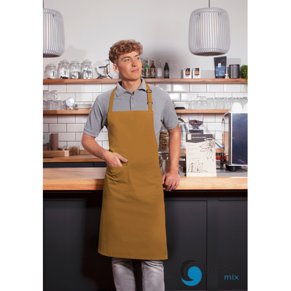 Fartuch kucharski Basic 75 x 90 cm z kieszenią i klamerką MUSZTARDOWY| BLS5 KARLOWSKY 