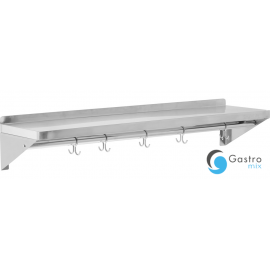  PÓŁKA WISZĄCA 1000X300X180MM  Z RANTEM I HACZYKAMI POJEDYNCZA | YG-08936 YATO