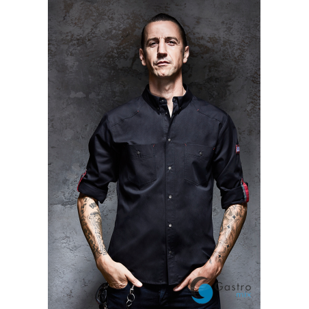 KOSZULA SZEFA KUCHNI - CZARNA - ROZMIAR 54 (większe L) - ROCK CHEF® -  KARLOWSKY 