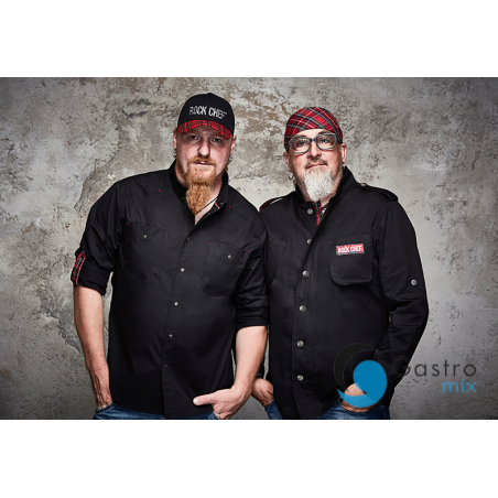 KOSZULA SZEFA KUCHNI - CZARNA - ROZMIAR 56 (małe XL) - ROCK CHEF® -  KARLOWSKY 