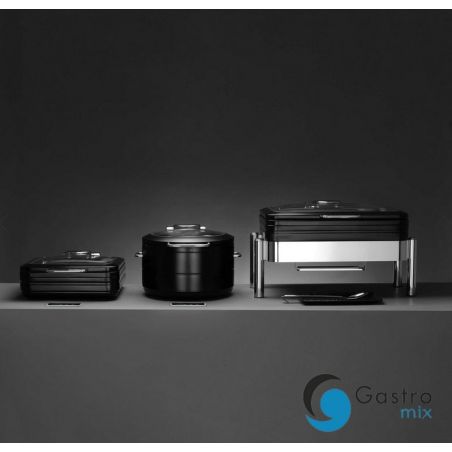 Podgrzewacz indukcyjny ze szklaną pokrywą De Luxe Black, GN 1/1 | 473573 fine dine 