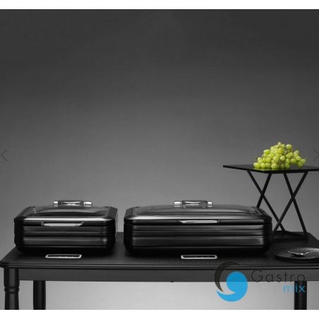 Podgrzewacz indukcyjny ze szklaną pokrywą De Luxe Black, GN 1/1 | 473573 fine dine 