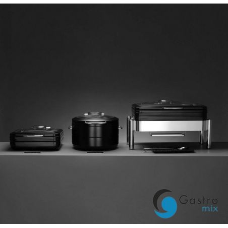 Podgrzewacz indukcyjny ze szklaną pokrywą De Luxe Black, GN 2/3 | 473580 fine dine 