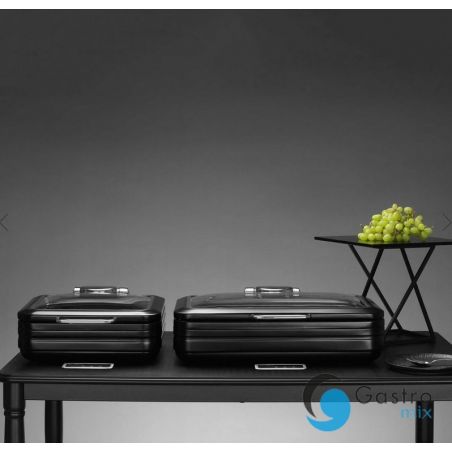 Podgrzewacz indukcyjny ze szklaną pokrywą De Luxe Black, GN 2/3 | 473580 fine dine 