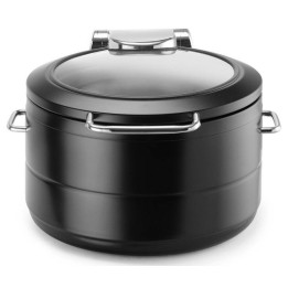 Podgrzewacz indukcyjny okrągły ze szklaną pokrywą De Luxe Black, 9l | 473597 fine dine