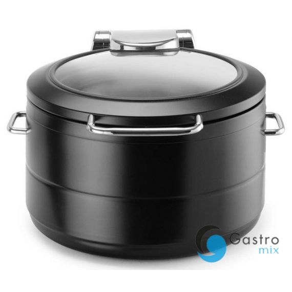 Podgrzewacz indukcyjny okrągły ze szklaną pokrywą De Luxe Black, 9l | 473597 fine dine 