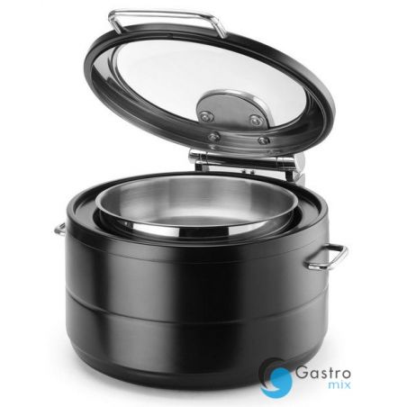 Podgrzewacz indukcyjny okrągły ze szklaną pokrywą De Luxe Black, 9l | 473597 fine dine 