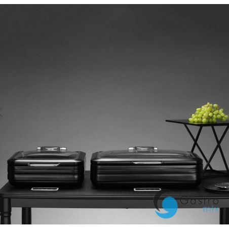 Podgrzewacz indukcyjny okrągły ze szklaną pokrywą De Luxe Black, 9l | 473597 fine dine 