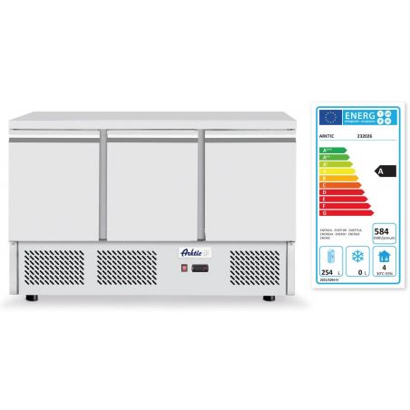 Stół chłodniczy do pizzy 3-drzwiowy z nadstawą i blatem granitowym, Arktic, 254L | 232033 hendi 
