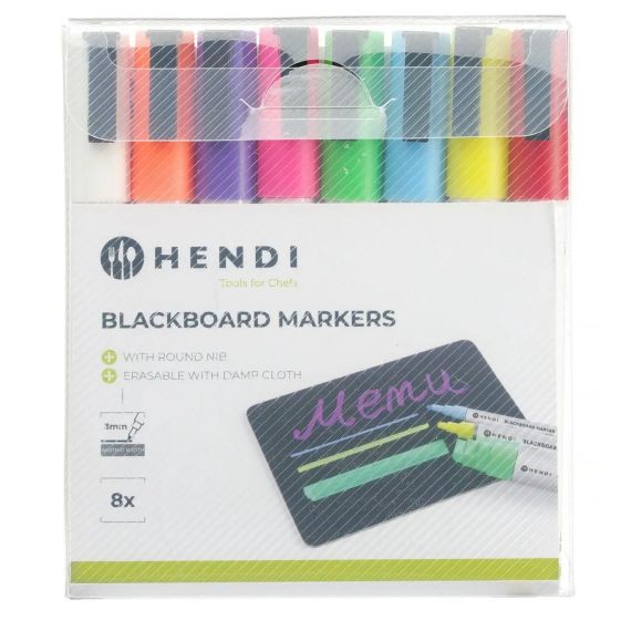 Markery do tablicy, wąska końcówka-zestaw 8 szt. | 664278 hendi 