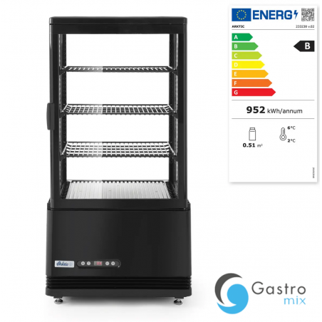 Witryna chłodnicza nastawna, 68 l, Arktic, czarny, 230V/170W, 444x397x(H)875mm  | 233238 HENDI 