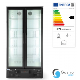 Lodówka barowa 2-drzwiowa, Arktic, 384L, czarny, 220-240V/365W, 900x530x(H)1820mm | 233931 hendi