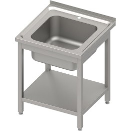 Stół ze zlewem 1-kom.,z półką 600x600x850 mm spawany | Stalgast 614066