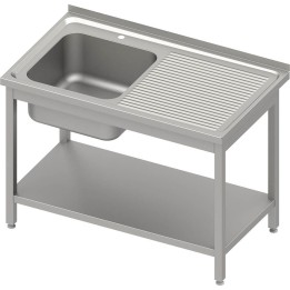 Stół ze zlewem 1-kom.(L),z półką 1200x600x850 mm spawany | Stalgast 614126
