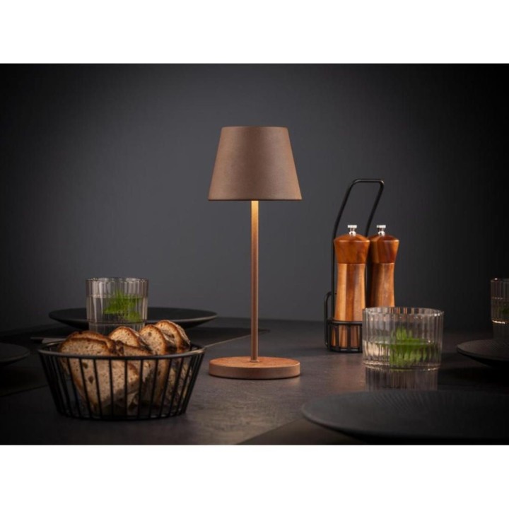 MERLE rdzawa lampa stołowa LED do wielokrotnego ładowania, Ø11 x 30,5 cm   | 17009  ALVA