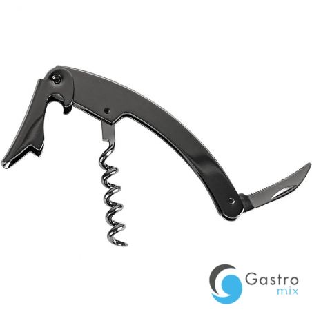 otwieracz, korkociąg kelnerski, czarny, zakrzywiony, 3-funkcyjny | 472996 stalgast 