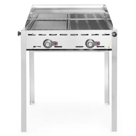 Grill Green Fire 2-palnikowy, Profi Line, Emaliowana patelnia żeliwna i ruszt GN 1/1, 11,6kW,... 