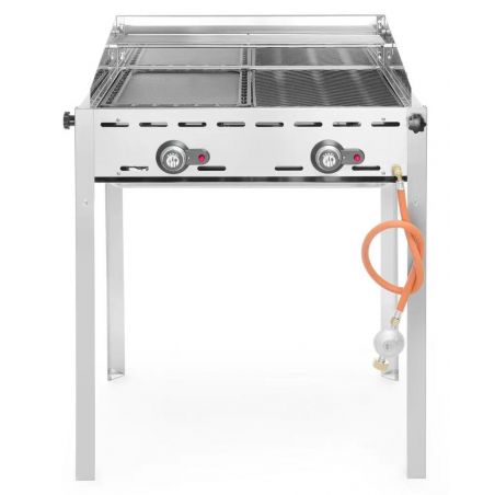 Grill Green Fire 2-palnikowy, Profi Line, Emaliowana patelnia żeliwna i ruszt GN 1/1, 11,6kW,... 
