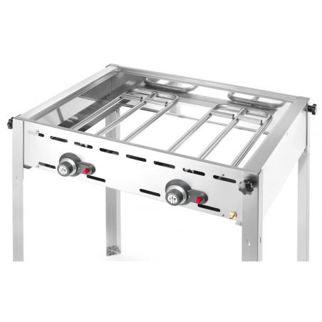Grill Green Fire 2-palnikowy, Profi Line, Emaliowana patelnia żeliwna i ruszt GN 1/1, 11,6kW,... 