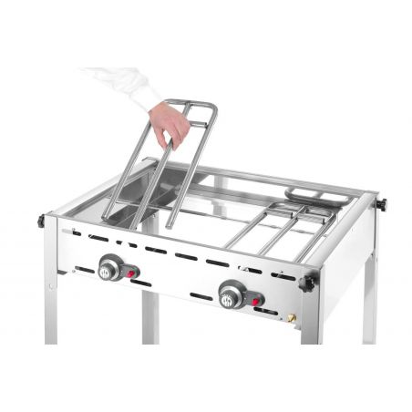 Grill Green Fire 2-palnikowy, Profi Line, Emaliowana patelnia żeliwna i ruszt GN 1/1, 11,6kW,... 