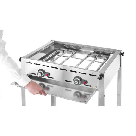 Grill Green Fire 2-palnikowy, Profi Line, Emaliowana patelnia żeliwna i ruszt GN 1/1, 11,6kW,... 