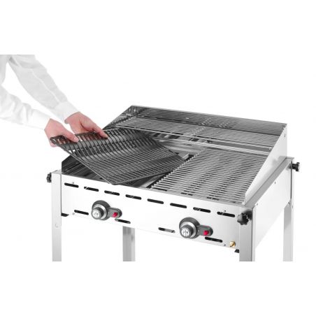 Grill Green Fire 2-palnikowy, Profi Line, Emaliowana patelnia żeliwna i ruszt GN 1/1, 11,6kW,... 