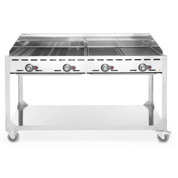 Grill gazowy Green Fire Profi Line 4-palnikowy z półką-2 patelnie żeliwne i 2 ruszty GN11 