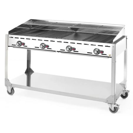 Grill gazowy Green Fire Profi Line 4-palnikowy z półką-2 patelnie żeliwne i 2 ruszty GN11 