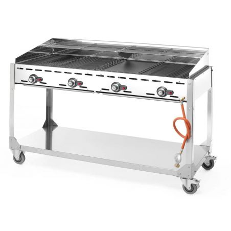 Grill gazowy Green Fire Profi Line 4-palnikowy z półką-2 patelnie żeliwne i 2 ruszty GN11 