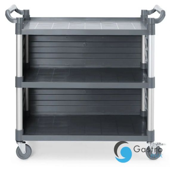 Wózek kelnerski 3-półkowy z polipropylenu, duży, AmerBox, Zawiera boczne panele,... 