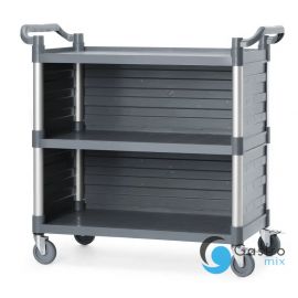 Wózek kelnerski 3-półkowy z polipropylenu, duży, AmerBox, Zawiera boczne panele,...