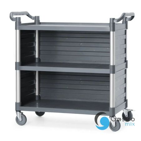 Wózek kelnerski 3-półkowy z polipropylenu, duży, AmerBox, Zawiera boczne panele,... 