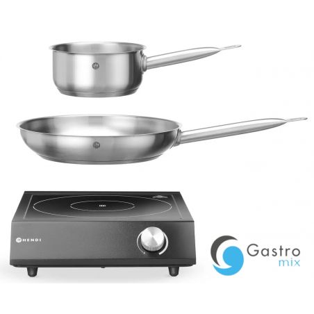 Zestaw: Kuchenka indukcyjna 3500W + rondel + patelnia | 239889 hendi 