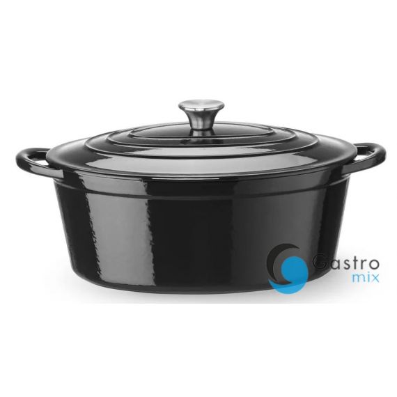 Garnek żeliwny emaliowany, 6,88L, czarny, Owalny | 626863 hendi 