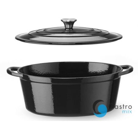 Garnek żeliwny emaliowany, 6,88L, czarny, Owalny | 626863 hendi 