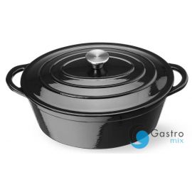  Garnek żeliwny emaliowany, 6,88L, czarny, Owalny | 626863 hendi