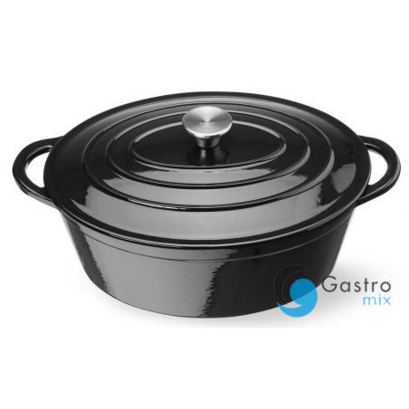 Garnek żeliwny emaliowany, 6,88L, czarny, Owalny | 626863 hendi 