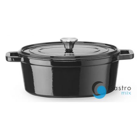 Garnek żeliwny emaliowany, 4,4L, czarny, Owalny | 626887 hendi 