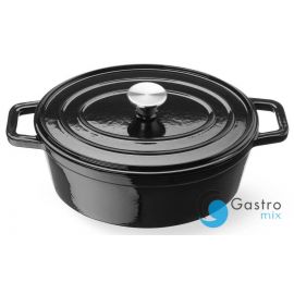 Garnek żeliwny emaliowany, 4,4L, czarny, Owalny | 626887 hendi
