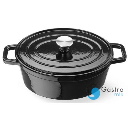Garnek żeliwny emaliowany, 4,4L, czarny, Owalny | 626887 hendi 