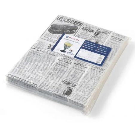 Papier pergaminowy do frytek i przekąsek-nadruk gazety 200x250 mm-zestaw 500 szt.  | 678121 HENDI 