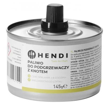 Paliwo do podgrzewaczy z knotem-puszka 145g-zestaw 24 szt. w kartonie | 193693 hendi 