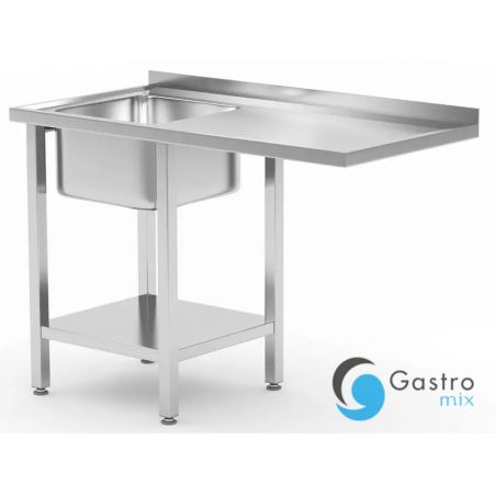 Stół ze zlewem 1200x700x(H)850mm, półką i miejscem na zmywarkę lub lodówkę - skręcany, lewy |... 